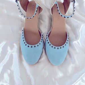 NWOT! Cordani Light Blue Suede w/Stud Wedge Shoe